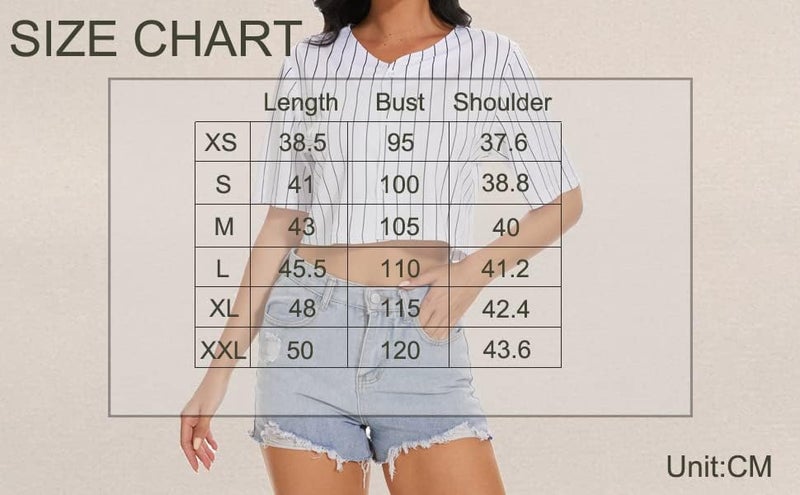 Mowbeat Cropped Jersey for Women Stripe Baseball Jersey Button Down T-Shirts Crop Top V-Neck Softball Blouse - Image 2